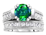 Original Star K™ 7mm Round Simulated Emerald Engagement Wedding Set