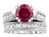 Original Star K™ 7mm Round Created Ruby Engagement Wedding Set
