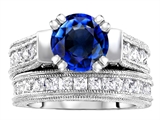 Original Star K™ 7mm Round Created Sapphire Engagement Wedding Set