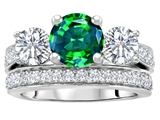 Original Star K™ 7mm Round Simulated Emerald Engagement Wedding Set
