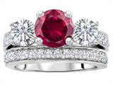 Original Star K™ 7mm Round Created Ruby Engagement Wedding Set
