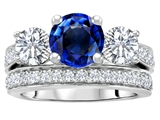 Original Star K™ 7mm Round Created Sapphire Engagement Wedding Set