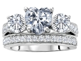 Original Star K™ 7mm Heart Shape Genuine White Topaz Engagement Wedding Set