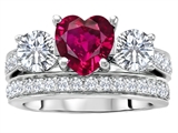 Original Star K™ 7mm Heart Shape Created Ruby Engagement Wedding Set