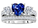 Original Star K™ 7mm Heart Shape Created Sapphire Engagement Wedding Set