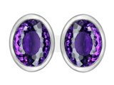 Original Star K™ 8x6mm Oval Genuine Amethyst Earring Studs