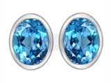 Original Star K™ 8x6mm Oval Genuine Blue Topaz Earring Studs
