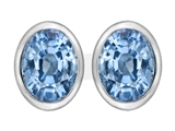 Original Star K™ 8x6mm Oval Simulated Aquamarine Earring Studs