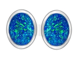 Original Star K™ 8x6mm Oval Created Blue Opal Earring Studs