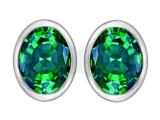 Original Star K™ 8x6mm Oval Simulated Emerald Earring Studs