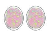 Original Star K™ 8x6mm Oval Created Pink Opal Earring Studs