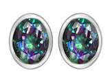 Original Star K™ 8x6mm Oval Mystic Rainbow Topaz Earring Studs