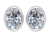 Original Star K™ 8x6mm Oval Genuine White Topaz Earring Studs