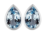 Original Star K™ 9x6mm Pear Shape Simulated Aquamarine Earring Studs