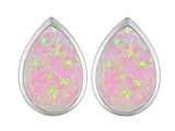 Original Star K™ 9x6mm Pear Shape Created Pink Opal Earring Studs