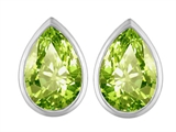 Original Star K™ 9x6mm Pear Shape Genuine Peridot Earring Studs