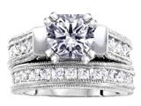 Original Star K™ 7mm Square Cut Genuine White Topaz Engagement Wedding Set