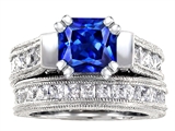 Original Star K™ 7mm Square Cut Created Sapphire Engagement Wedding Set