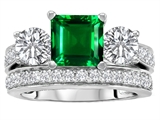 Original Star K™ 7mm Square Cut Simulated Emerald Engagement Wedding Set