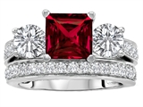 Original Star K™ 7mm Square Cut Created Ruby Engagement Wedding Set