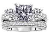 Original Star K™ 7mm Square Cut Genuine White Topaz Engagement Wedding Set