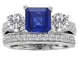 Original Star K™ 7mm Square Cut Created Sapphire Engagement Wedding Set