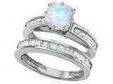 Original Star K™ Cushion Cut 7mm Created Opal Engagement Wedding Set