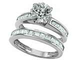 Original Star K™ Cushion Cut 7mm Genuine White Topaz Engagement Wedding Set