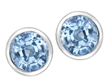 Original Star K™ 7mm Round Simulated Aquamarine Earring Studs