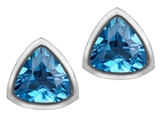Original Star K™ 7mm Trillion Cut Genuine Blue Topaz Earring Studs