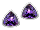 Original Star K™ 7mm Trillion Cut Genuine Amethyst Earring Studs