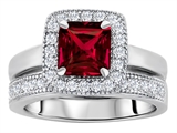Original Star K™ 6mm Square Cut Created Ruby Engagement Wedding Set