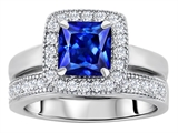 Original Star K™ 6mm Square Cut Created Sapphire Engagement Wedding Set