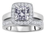 Original Star K™ 6mm Square Cut Genuine White Topaz Engagement Wedding Set