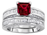 Original Star K™ 6mm Square Cut Created Ruby Engagement Wedding Set