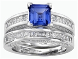Original Star K™ 6mm Square Cut Created Sapphire Engagement Wedding Set