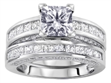 Original Star K™ 6mm Square Cut Genuine White Topaz Engagement Wedding Set