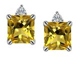 Original Star K™ 7mm Square Cut Genuine Citrine Earring Studs