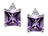 Original Star K™ 7mm Square Cut Genuine Amethyst Earring Studs