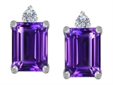 Original Star K™ 8x6mm Emerald Octagon Cut Genuine Amethyst Earring Studs