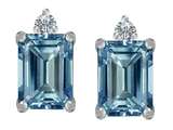 Original Star K™ 8x6mm Emerald Octagon Cut Simulated Aquamarine Earring Studs