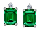Original Star K™ 8x6mm Emerald Octagon Cut Simulated Emerald Earring Studs