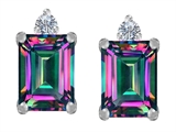 Original Star K™ 8x6mm Emerald Octagon Cut Rainbow Mystic Topaz Earring Studs