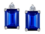 Original Star K™ 8x6mm Emerald Octagon Cut Created Sapphire Earring Studs