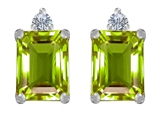 Original Star K™ 8x6mm Emerald Octagon Cut Genuine Peridot Earring Studs