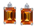 Original Star K™ 8x6mm Emerald Octagon Cut Simulated Orange Mexican Fire Opal Earring Studs