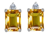 Original Star K™ 8x6mm Emerald Octagon Cut Genuine Citrine Earring Studs