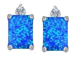 Original Star K™ 8x6mm Emerald Octagon Cut Created Blue Opal Earring Studs