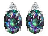 Original Star K™ 8x6mm Oval Rainbow Mystic Topaz Earring Studs