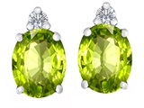 Original Star K™ 8x6mm Oval Genuine Peridot Earring Studs